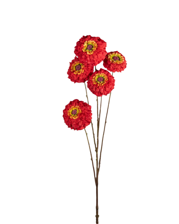 Artificial Zinnia Spray Red
