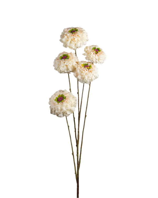 Artificial Zinnia Spray Cream