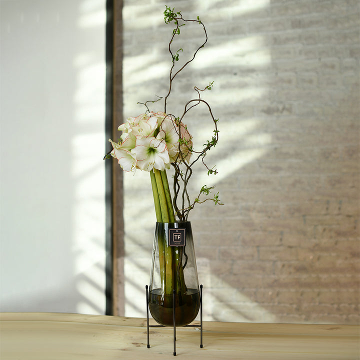 Amaryllis Flower Vase Arrangement - Tulip Flowers Tr LLC.